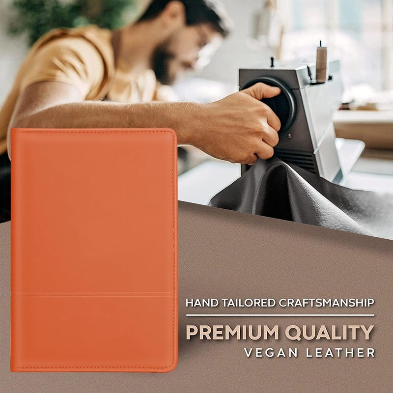 Gorbado Padfolio/Portfolio Binder, Mini Padfolio Portfolio Binder 5 x 8 Legal Writing Pad, A5 Document Organizer Folder for Men Women, Orange - Image 4